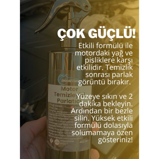 Motor Temizleyici Sprey - Yağ Sökücü - Yüksek Etkili Motor Temizleme Partlatma Spreyi 400ml Motor Temizleyici Sprey - Yağ Sökücü - Yüksek Etkili Motor Temizleme Partlatma Spreyi 400ml