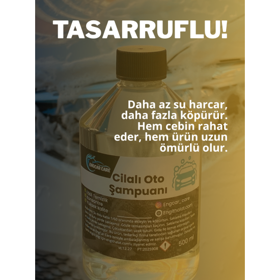 Cilalı Oto Şampuanı Konsantre Araç Şampuanı 500ml Yüksek Kalite Araba Yıkama Şampuanı