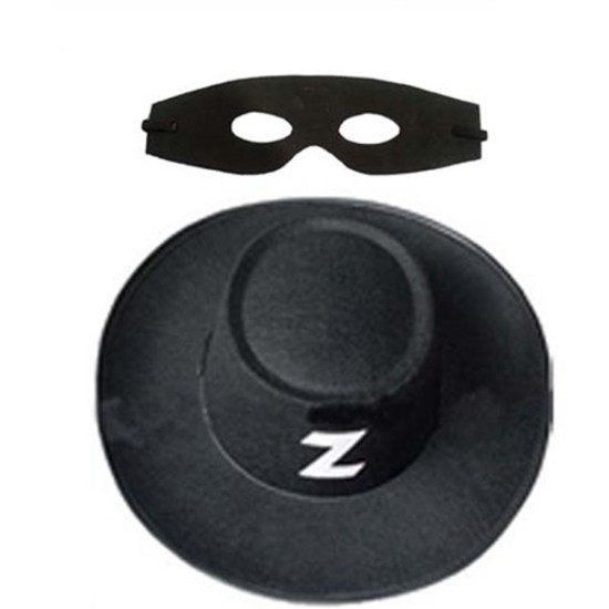 Zorro Şapka Maske Set Yetişkin Zorro Şapka Maske Set Yetişkin