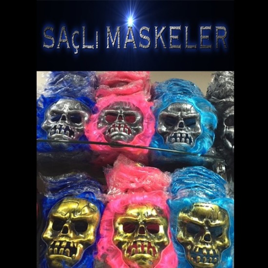 Saçlı İskelet Yüzlü Maskeler Saçlı İskelet Yüzlü Maskeler