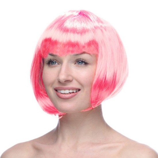 Pembe Renk Peruk Küt Saç Pembe Renk Peruk Küt Saç