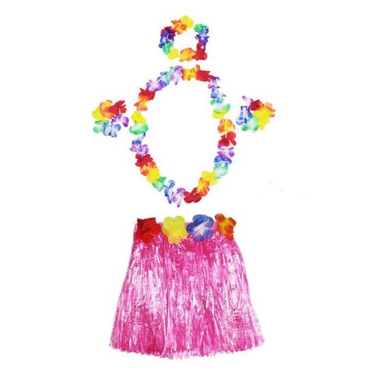 Hawaii Kolye Etek Taç ve Bileklik Seti Pembe Hawaii Kolye Etek Taç ve Bileklik Seti Pembe