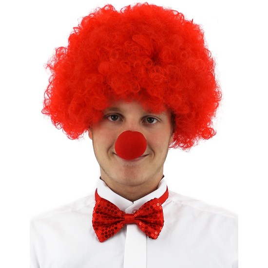 Kırmızı Renk Kıvırcık Afro Palyaço Seti Kırmızı Renk Kıvırcık Afro Palyaço Seti
