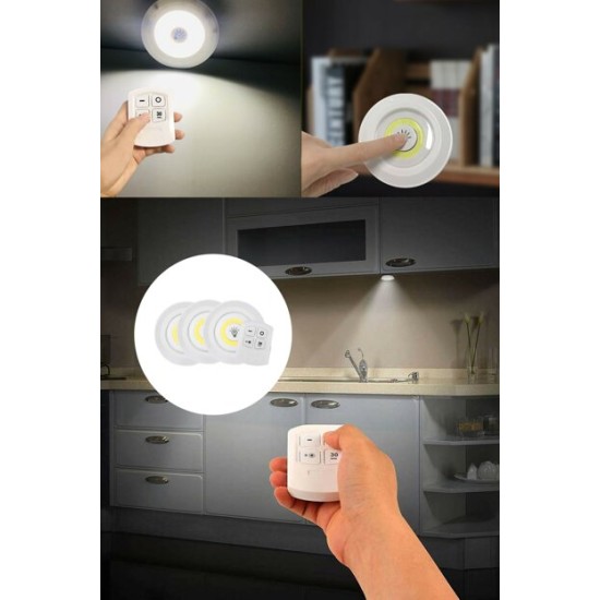 Uzaktan Kumandalı Yapışkanlı 3'lü Led Spot Lamba Uzaktan Kumandalı Yapışkanlı 3'lü Led Spot Lamba