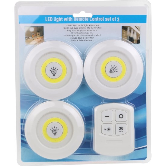 Uzaktan Kumandalı Yapışkanlı 3'lü Led Spot Lamba Uzaktan Kumandalı Yapışkanlı 3'lü Led Spot Lamba