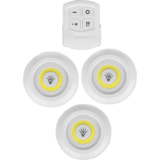 Uzaktan Kumandalı Yapışkanlı 3'lü Led Spot Lamba Uzaktan Kumandalı Yapışkanlı 3'lü Led Spot Lamba