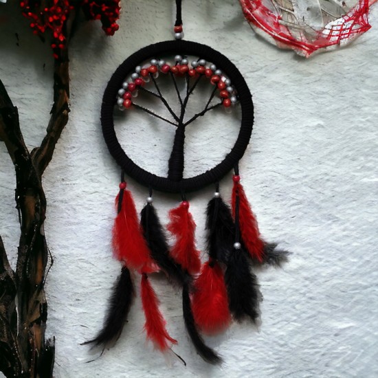 Siyah Kırmızı Hayat Ağacı Dream Catcher Siyah Kırmızı Hayat Ağacı Dream Catcher