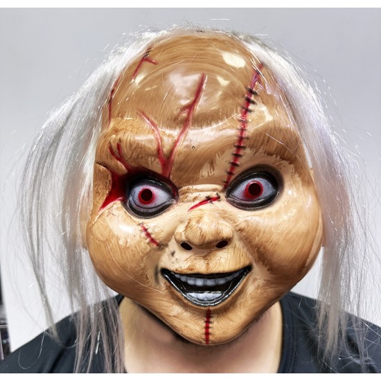 Beyaz Saçlı Chucky Maskesi Beyaz Saçlı Chucky Maskesi