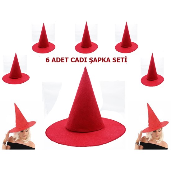 Kırmızı Keçe Cadı Şapkası Yetişkin-Çocuk Uyumlu Kırmızı Keçe Cadı Şapkası Yetişkin-Çocuk Uyumlu