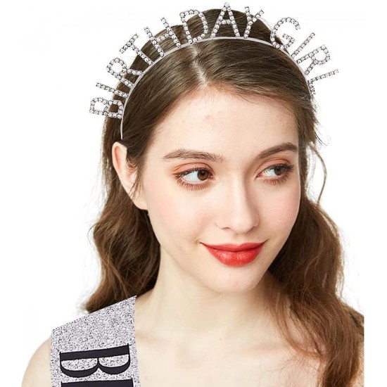 Gümüş Kristal Taşlı Birthday Girl Tacı Gümüş Kristal Taşlı Birthday Girl Tacı