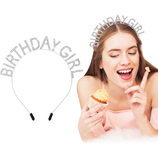 Kristal Taşlı Gümüş Birthday Girl Parti Tacı Kristal Taşlı Gümüş Birthday Girl Parti Tacı