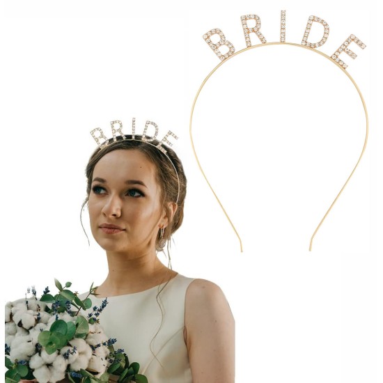 Altın Gold Renk Bekarlığa Veda Kristal Taş Bride Tacı İthal Altın Gold Renk Bekarlığa Veda Kristal Taş Bride Tacı İthal