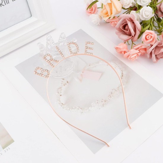 Rose Gold Bekarlığa Veda Kristal Taş Bride Tacı Rose Gold Bekarlığa Veda Kristal Taş Bride Tacı
