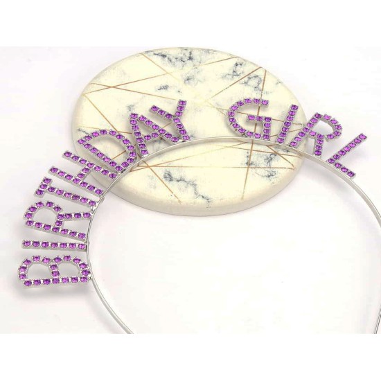 Mor Renk Kristal Taşlı Parlak Birthday Girl Yazılı Taç Mor Renk Kristal Taşlı Parlak Birthday Girl Yazılı Taç