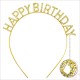 Altın Gold Renk Kristal Taşlı Parlak Happy Birthday Taç Altın Gold Renk Kristal Taşlı Parlak Happy Birthday Taç