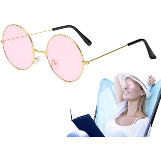 Yuvarlak Cam John Lennon Tarzı Gold Pembe Gözlük Yuvarlak Cam John Lennon Tarzı Gold Pembe Gözlük
