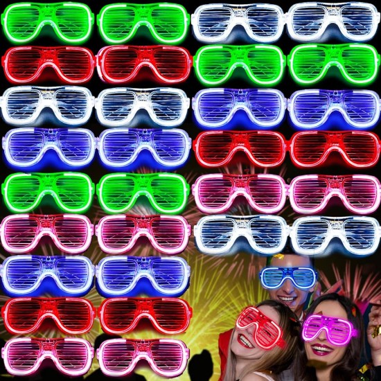 Glow Işıklı Panjur Parti Gözlüğü 12 Adet Glow Işıklı Panjur Parti Gözlüğü 12 Adet