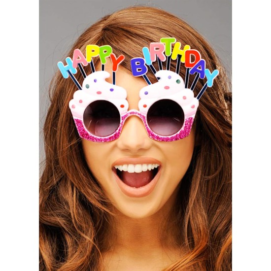 Happy Birthday Beyaz Fuşya Parti Gözlüğü Happy Birthday Beyaz Fuşya Parti Gözlüğü