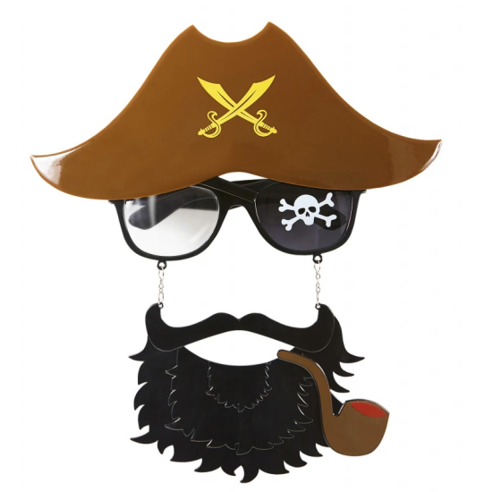 Kahve Şapkalı Pipolu Jack Sparrow Gözlüğü Kahve Şapkalı Pipolu Jack Sparrow Gözlüğü