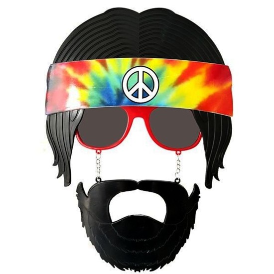 Siyah Saçlı Bandana Hippi Parti Gözlüğü Siyah Saçlı Bandana Hippi Parti Gözlüğü