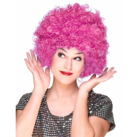 Fuşya Renk Kıvırcık Afro Bonus Peruk Saç Parti Peruğu Fuşya Renk Kıvırcık Afro Bonus Peruk Saç Parti Peruğu