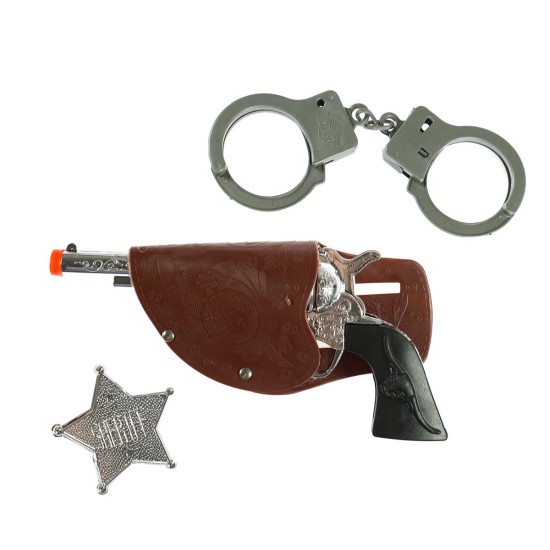Kovboy Sheriff Tabancası Kelepçe Rozet Seti 3 Parça Kovboy Sheriff Tabancası Kelepçe Rozet Seti 3 Parça