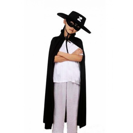 Çocuk Boy Zorro Pelerin + Şapka + Maske Kostüm Seti Çocuk Boy Zorro Pelerin + Şapka + Maske Kostüm Seti