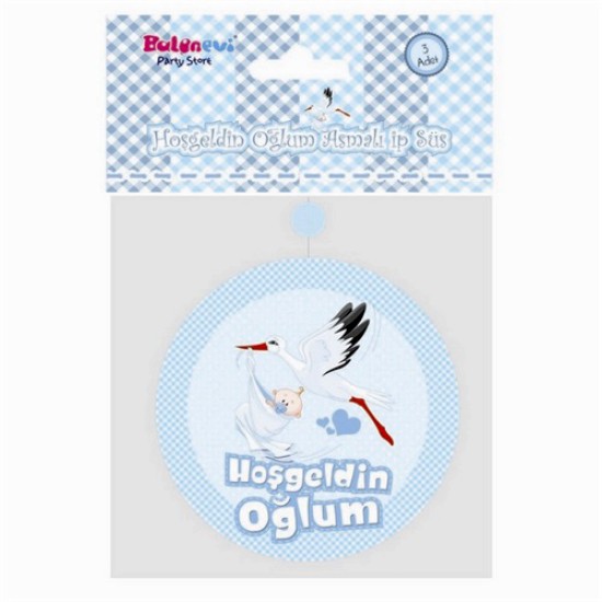 Hoşgeldin Oğlum Yazılı Baby Shower Süs 3 Adet Hoşgeldin Oğlum Yazılı Baby Shower Süs 3 Adet