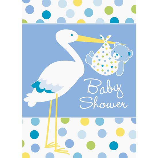 Baby Boy Stork Temalı Mavi Davetiye 8 Adet Baby Boy Stork Temalı Mavi Davetiye 8 Adet