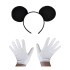 Siyah Mickey Mouse Tacı ve Beyaz Eldiven Seti