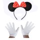 Kırmızı Fiyonklu Minnie Mouse Tacı ve Beyaz Eldiven Seti Kırmızı Fiyonklu Minnie Mouse Tacı ve Beyaz Eldiven Seti
