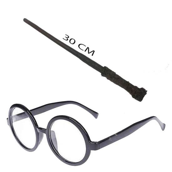 Harry Potter Asası ve Siyah Çerçeveli Gözlük Seti Harry Potter Asası ve Siyah Çerçeveli Gözlük Seti