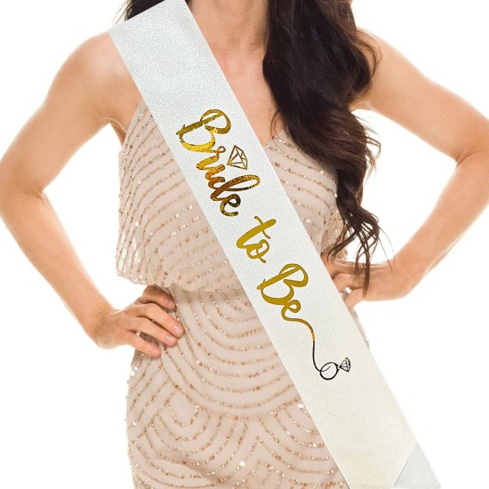 Altın Bride To Be Yazılı Beyaz Kuşak Altın Bride To Be Yazılı Beyaz Kuşak