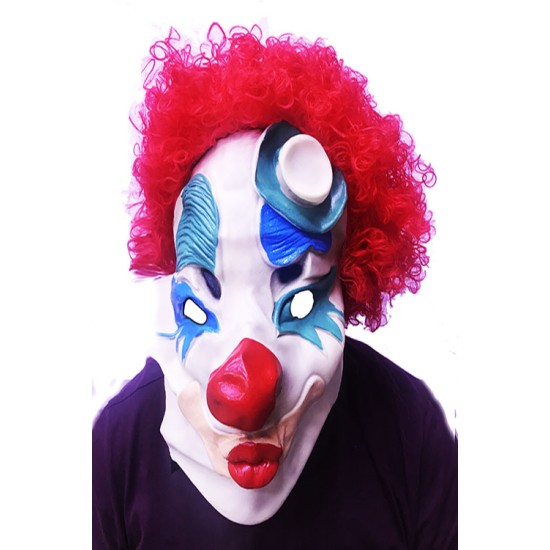 Kırmızı Afro Peruklu Palyaço Maskesi Kırmızı Afro Peruklu Palyaço Maskesi