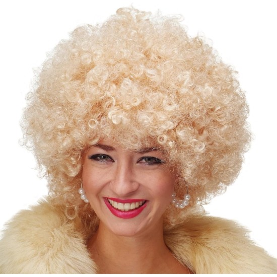 Altın Renk Kıvırcık Afro Parti Peruğu Altın Renk Kıvırcık Afro Parti Peruğu