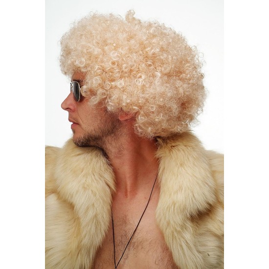 Altın Renk Kıvırcık Afro Parti Peruğu Altın Renk Kıvırcık Afro Parti Peruğu