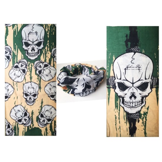 Haki Kuru Kafa Baskılı Buff Bandana 25x48 cm Haki Kuru Kafa Baskılı Buff Bandana 25x48 cm