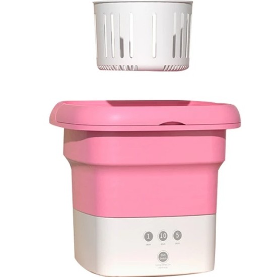 Pembe Katlanabilir Mini Çamaşır Makinesi Pembe Katlanabilir Mini Çamaşır Makinesi