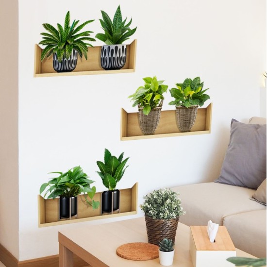 Raflı Bitki Tasarımlı Yapışkanlı Sticker 20*30 cm 3lü Set Raflı Bitki Tasarımlı Yapışkanlı Sticker 20*30 cm 3lü Set