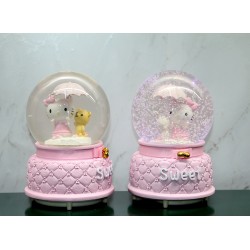 Hello Kitty İçi Dönmeli Püskürtmeli Işıklı Müzikli Kar Küresi Büyük Boy Model 1