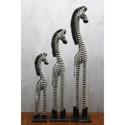 Ahşap 3'lü Zebra Figürü