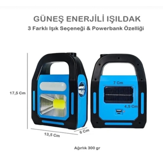 Güneş Enerjili Işıldak ve Powerbank Özellikli Kamp Lambası Güneş Enerjili Işıldak ve Powerbank Özellikli Kamp Lambası