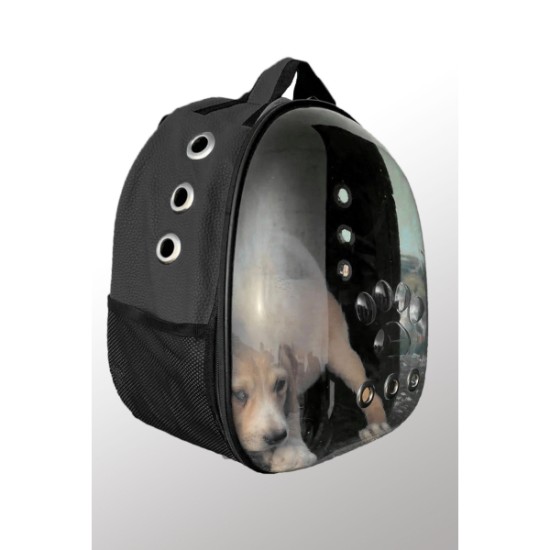 Deri Astronot Kedi Ve Köpek Taşıma Çantası Siyah Renk Deri Astronot Kedi Ve Köpek Taşıma Çantası Siyah Renk