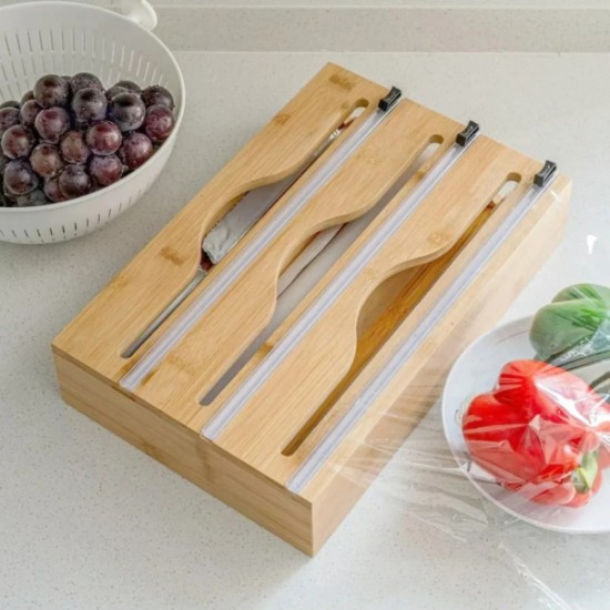 Bambu 3 Bölmeli Folyo Kesme Standı Bambu 3 Bölmeli Folyo Kesme Standı