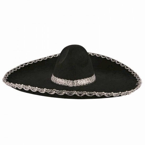 Sombrero Meksika Şapkası Gümüş Şeritli Yetişkin Boy Sombrero Meksika Şapkası Gümüş Şeritli Yetişkin Boy