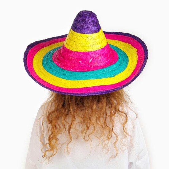 Sombrero Meksika Şapkası Renkli Örme Hasır Çocuk Boy Sombrero Meksika Şapkası Renkli Örme Hasır Çocuk Boy