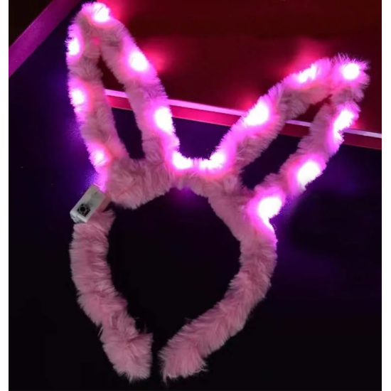 Led Işıklı Peluş Tavşan Kulak Taç Pembe Led Işıklı Peluş Tavşan Kulak Taç Pembe