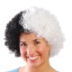 Siyah Beyaz Kıvırcık Afro Bonus Taraftar Peruğu Siyah Beyaz Kıvırcık Afro Bonus Taraftar Peruğu