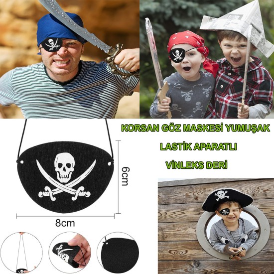 Vinleks Deri Korsan Göz Bandı Lastikli Vinleks Deri Korsan Göz Bandı Lastikli