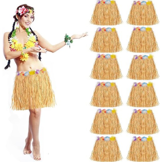 Yetişkin ve Çocuk Uyumlu Saman Renk Hawaii Etek 12 Adet Yetişkin ve Çocuk Uyumlu Saman Renk Hawaii Etek 12 Adet